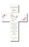 Personalisiertes Wandkreuz zur Taufe | Geschenk zur Taufe für Kinder | Kreuz mit rosa Blumen